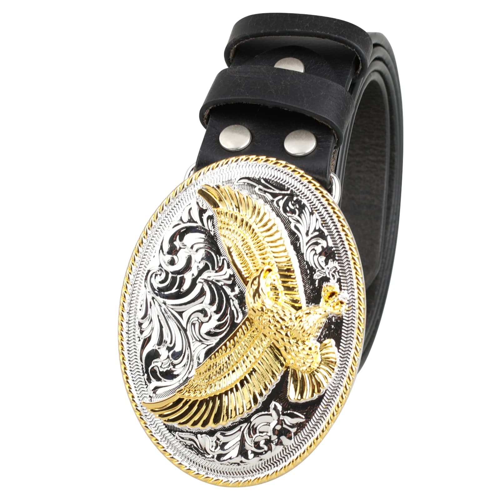 Ceinture en cuir véritable avec boucle d'aigle dorée, pantalon de Cowboy à la mode, loisirs décorati