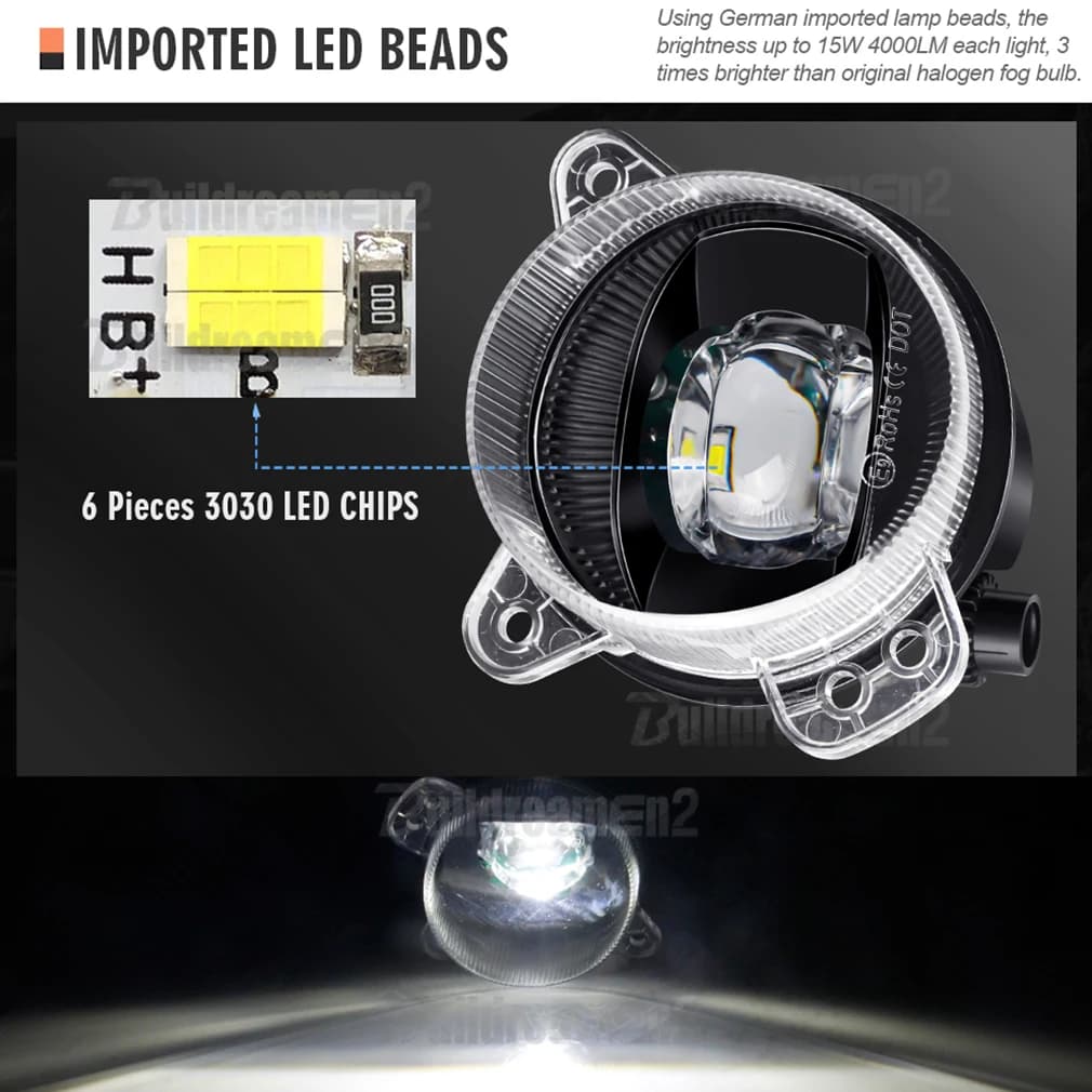 Ensemble de phare antibrouillard LED pour Volkswagen, pare-chocs avant de voiture, lentille Canbus, 