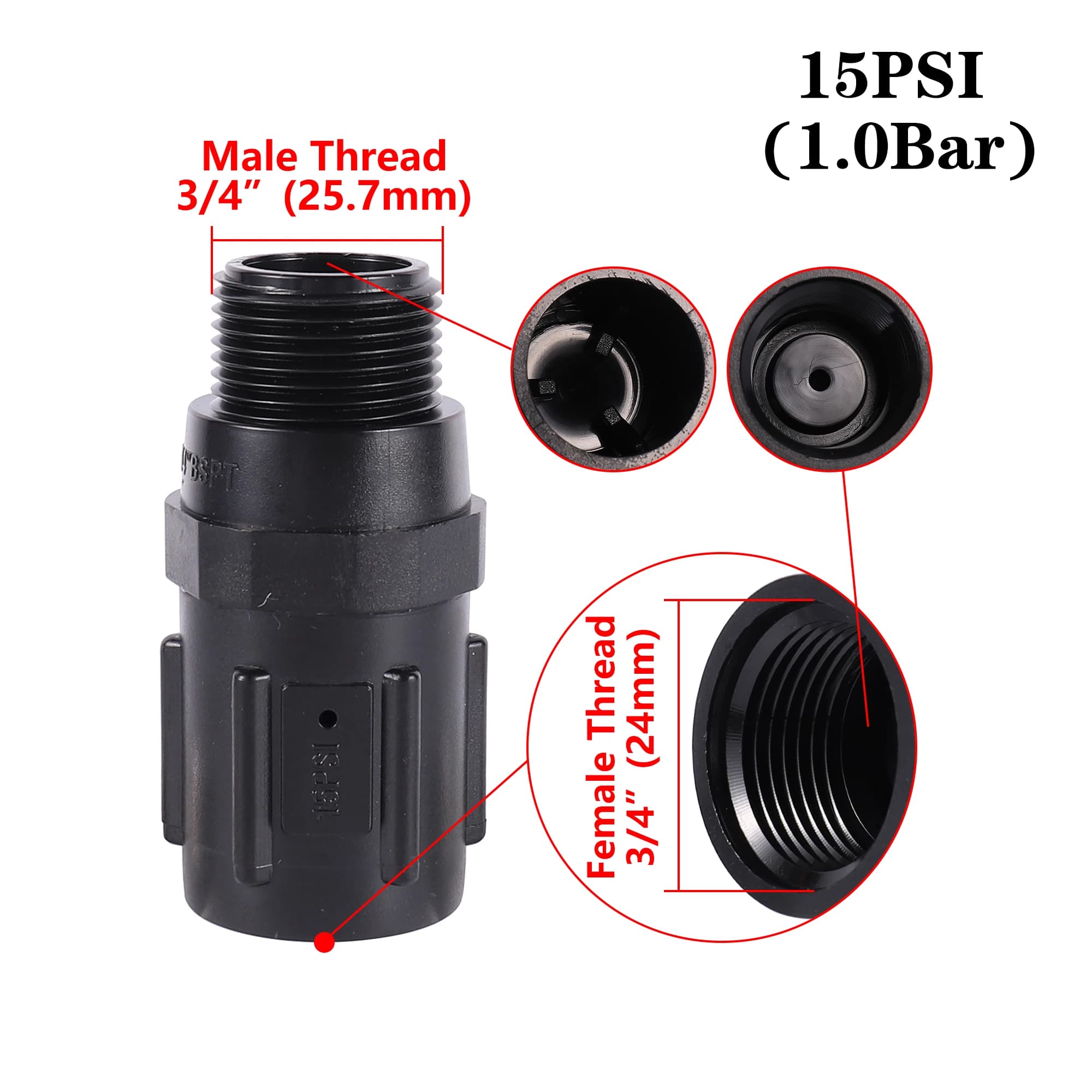 Régulateur de pression d'eau 15-45psi, vanne d'égouttement, filetage Bsp 3/4 pouces, Valve de réduct