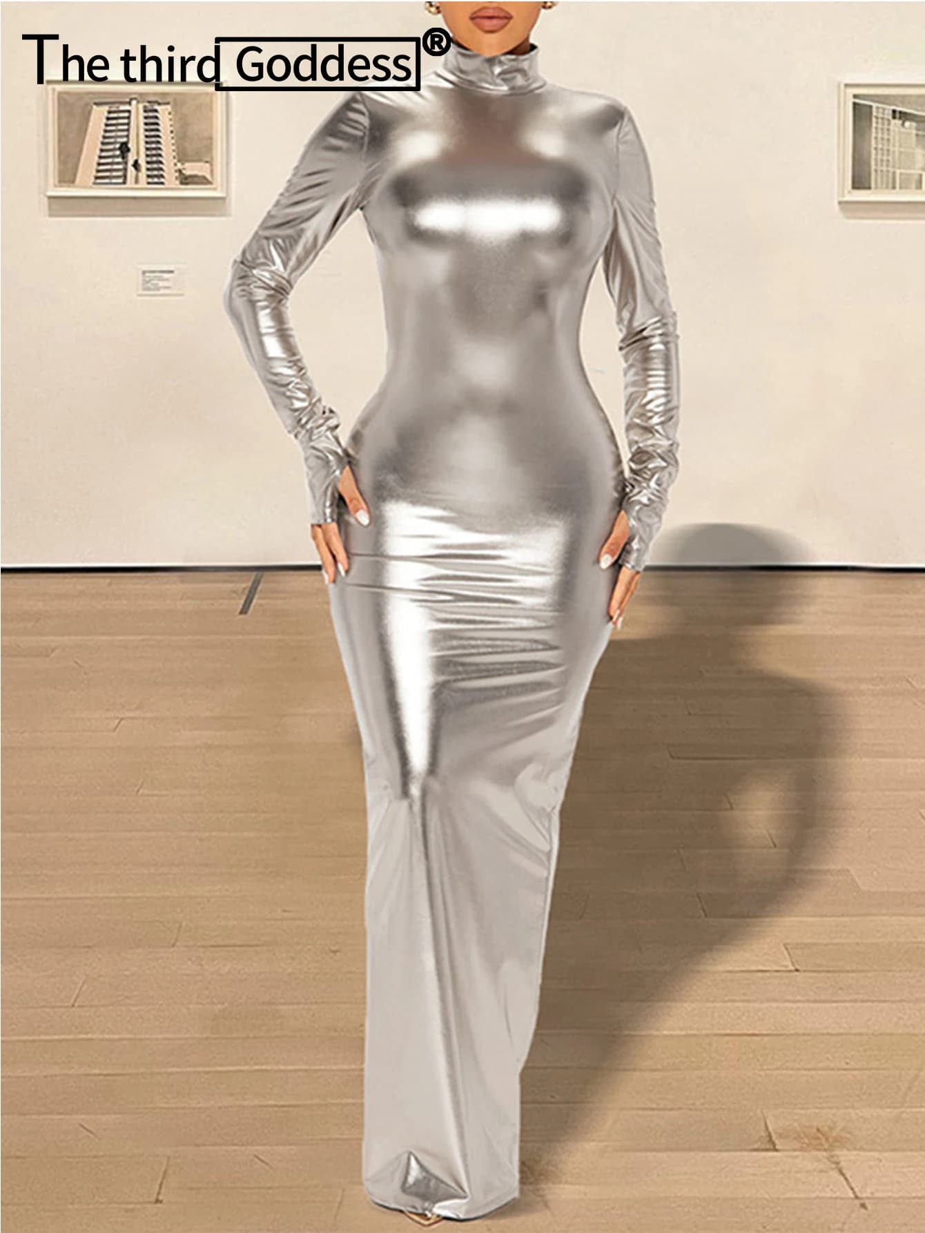 Robe de soirée en cuir PU pour femmes, sexy, dos nu, noir, maxi, moulante, club, fête d'anniversaire