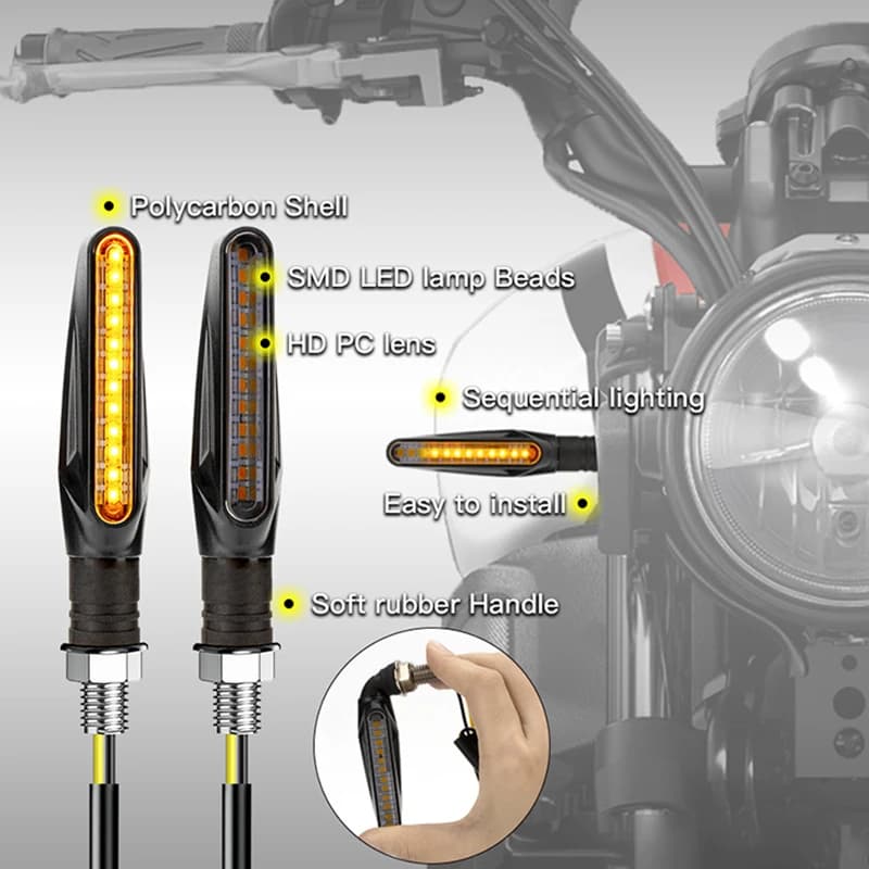 Clignotant de moto universel DRL ambre indicateur de clignotant dynamique 12V LED feu clignotant de 