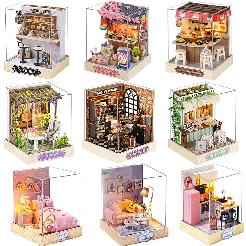 Mini maison de poupée, Kit de petite maison à monter soi-même, Puzzle 3D fait à la main, modèle d'as