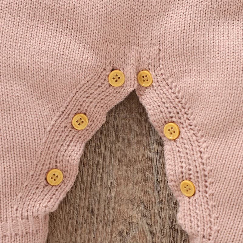 Barboteuse pour bébés filles, chapeaux, vêtements d'automne et d'hiver, rose, manches longues, trico