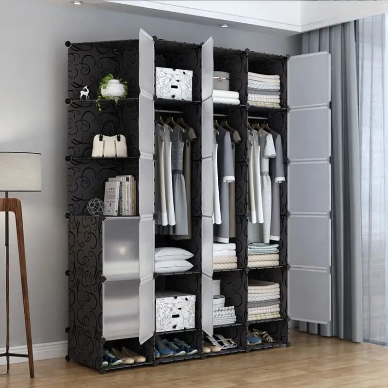Meuble de maison multifonction en plastique, armoire de chambre à coucher, rangement pliable, armoir