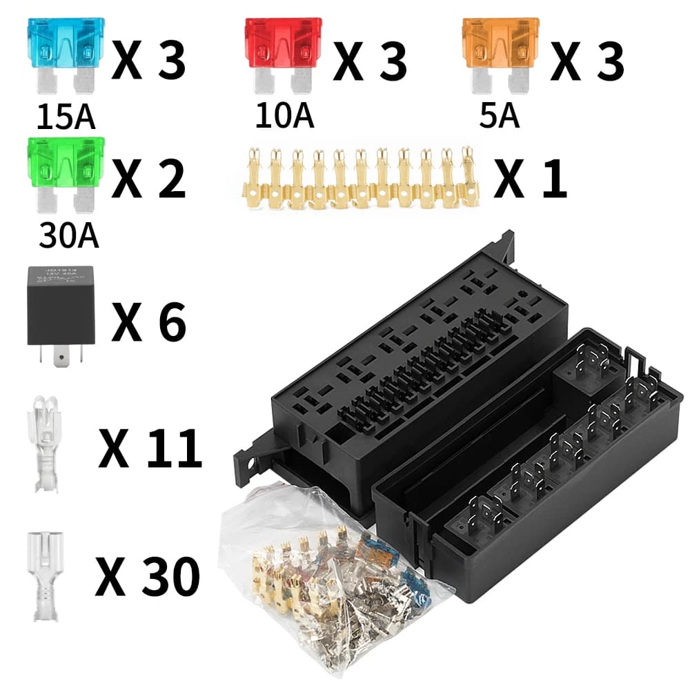 DaierTek 12V Auto 11 voies fusible relais boîte bloc avec 5 broches relais et fusibles pour automobi
