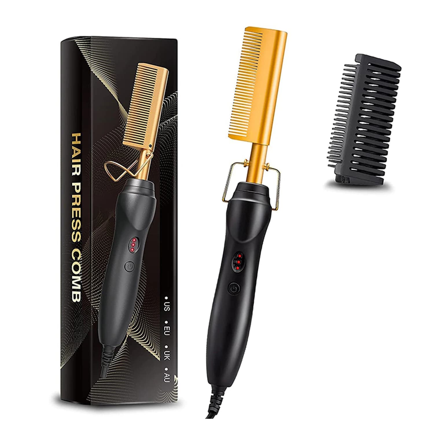 Peigne à cheveux droit portable, chauffage rapide, peigne en cuivre, outil de coiffage professionnel
