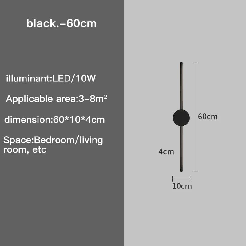 Applique murale chambre applique moderne longue lumière LED noir en forme de I salon couloir éclaira