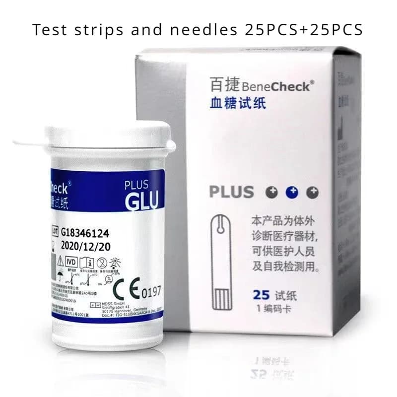 Benecheck – bandelette de Test de glycémie domestique, 25 pièces de papier de Test de glycémie, livr