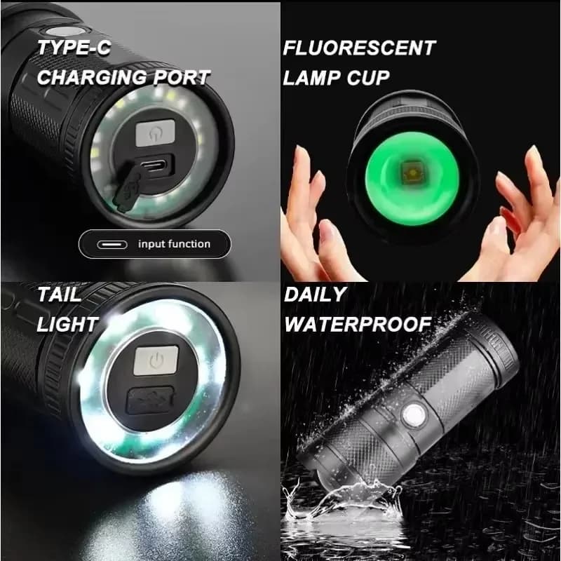 XHP50 Super lumineux Led Double tête lampe de poche étanche Rechargeable Zoomable torche lampe de tr