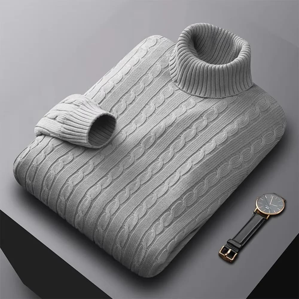 Pull Jacquard à col roulé pour hommes, pull décontracté, haute élasticité, vêtements de survêtement 