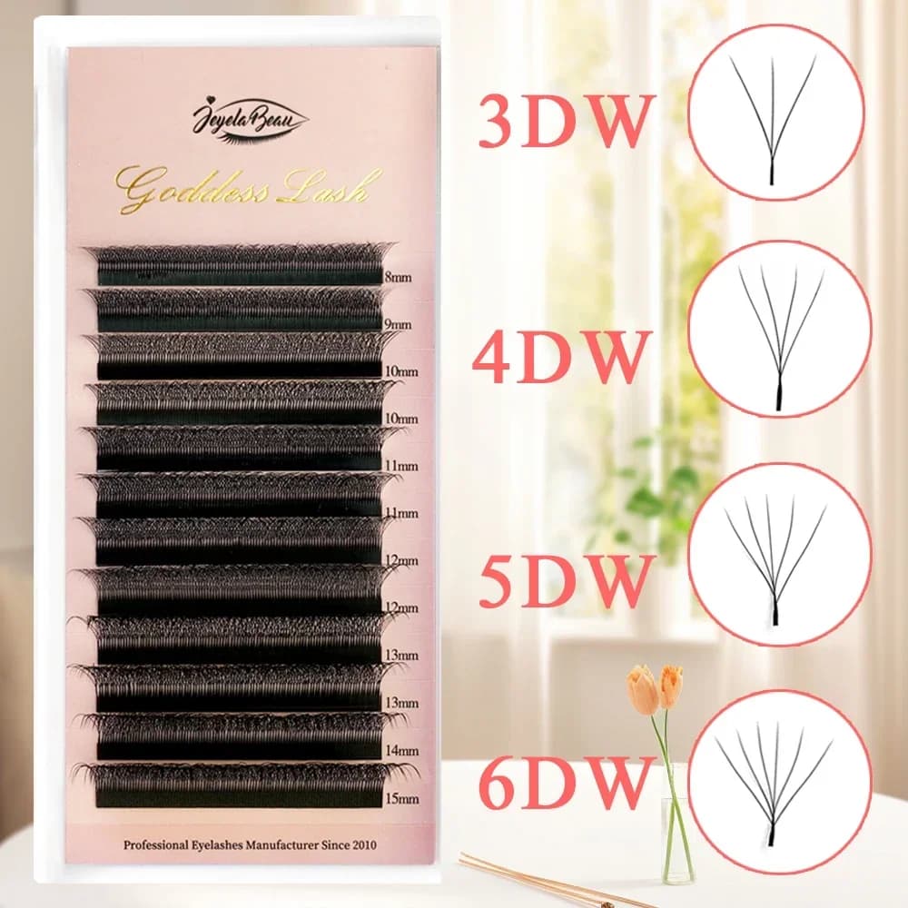 Extensions de cils Goddess W3D 4D 5D 6D, style W, en faux vison, naturelles, douces, effet éventail 