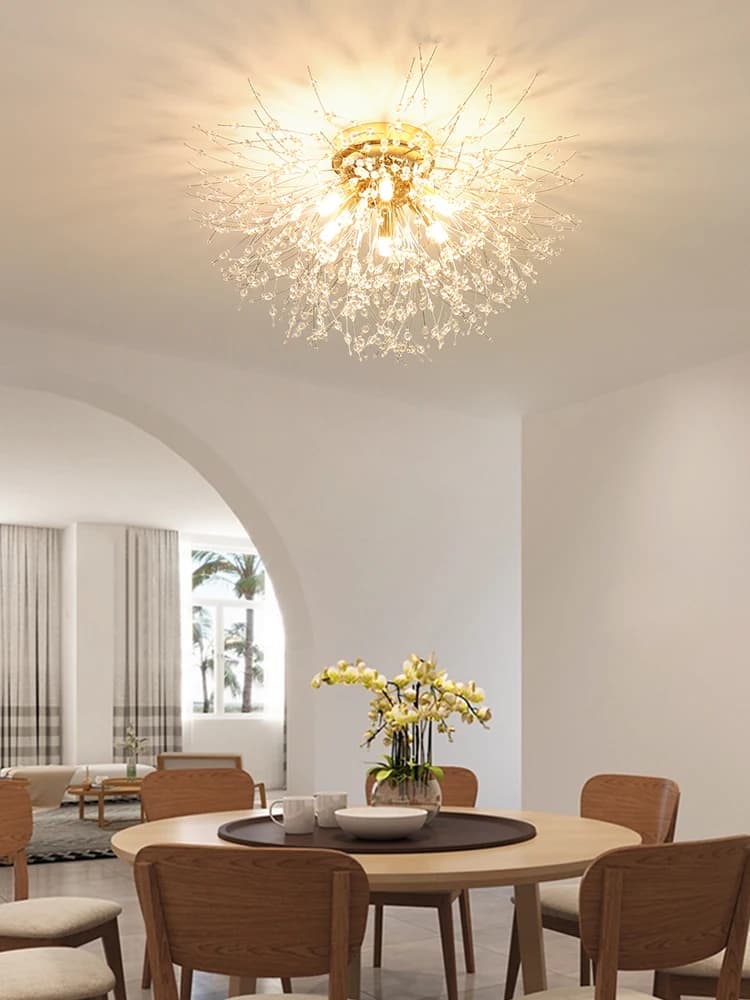 Lustre en cristal de pissenlit nordique, salon moderne, salle à manger, chambre à coucher, plafonnie