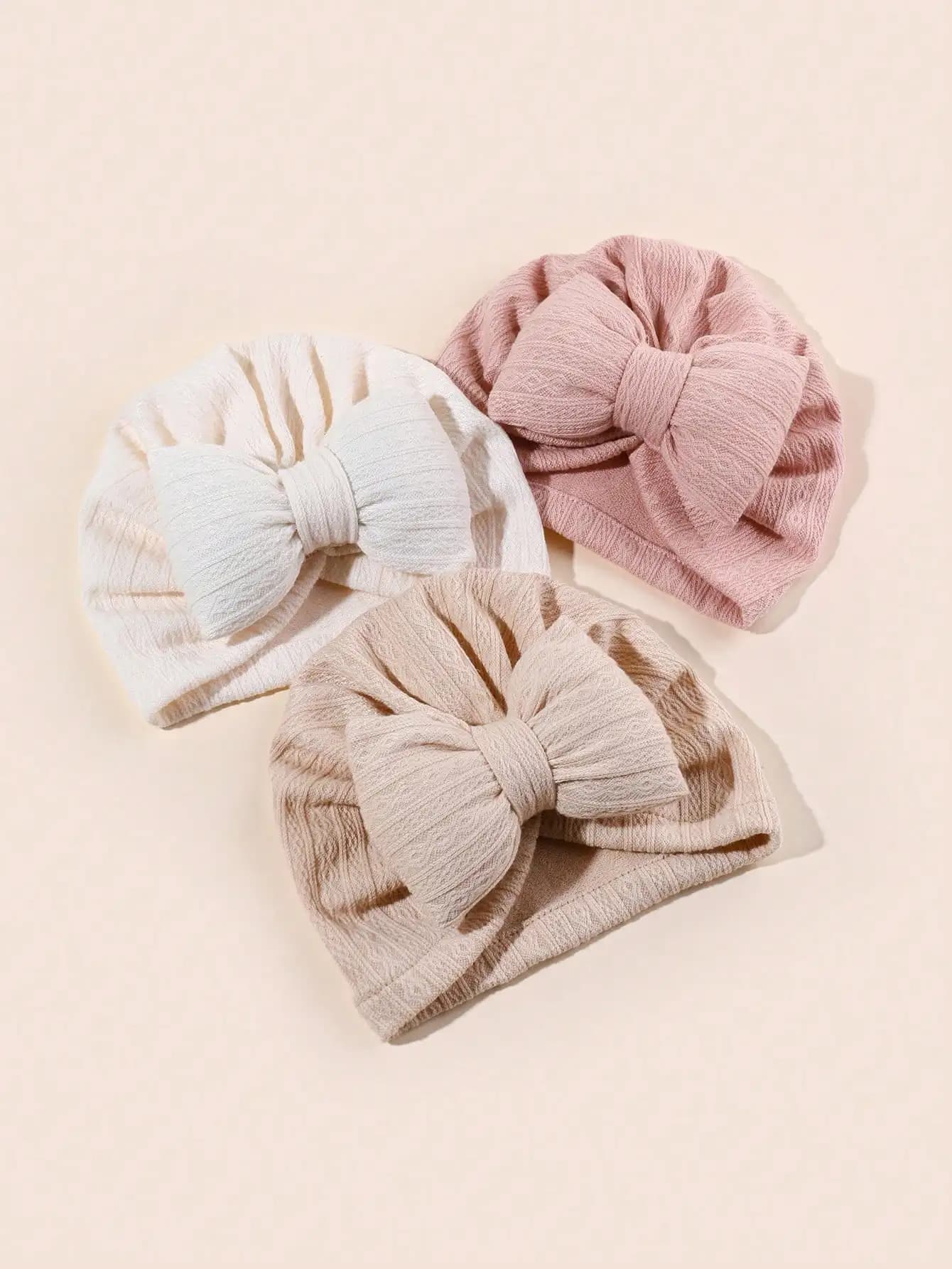 3 pièces/ensemble joli nœud papillon tricoté bébé chapeau mignon couleur unie bébé filles garçons ch