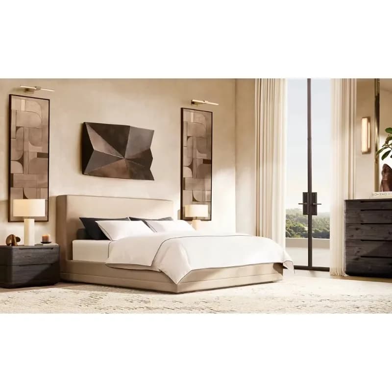 Lits de cadre en bois de tissu de meubles de chambre à coucher d'intérieur haut de gamme de luxe pou