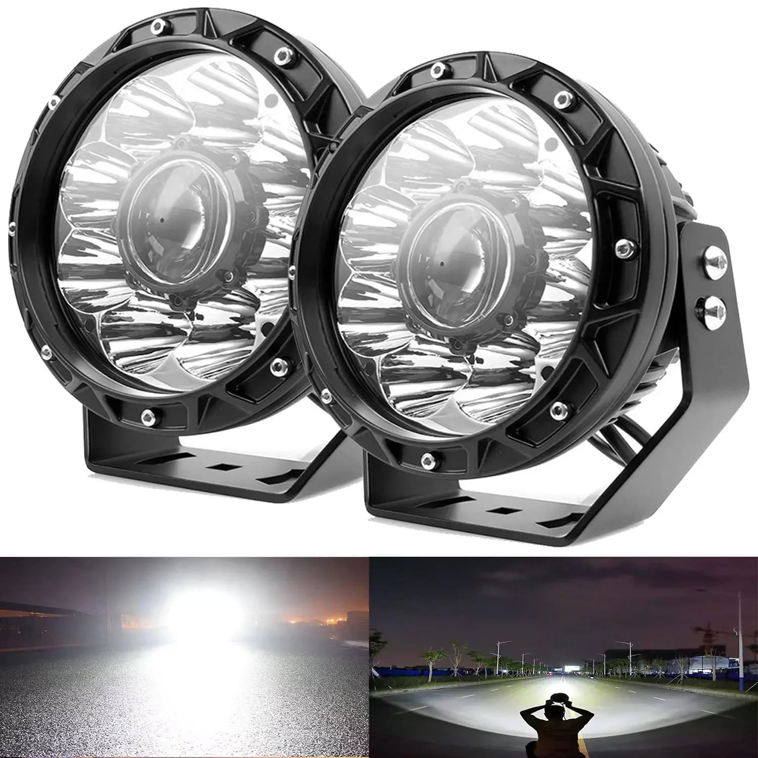 Projecteur de lumière de recherche pour voiture, ampoules LED pour longue portée 4x4, conduite hors 