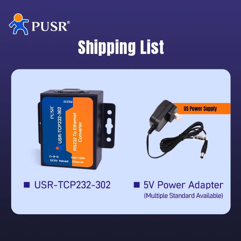 PUSR RS232 à l'Ethernet TCP IP appui DNS DHCP intégré webage Modbus passerelle USR-TCP232-302