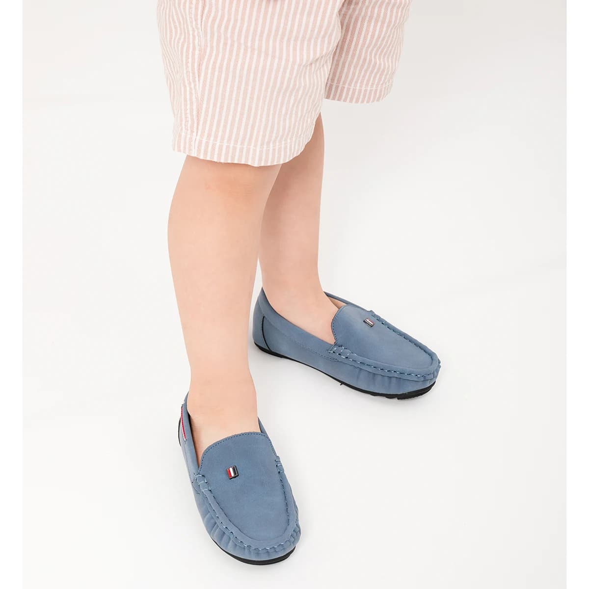Mocassins en daim à enfiler pour garçons, avec détails de couture, chaussures décontractées pour tou