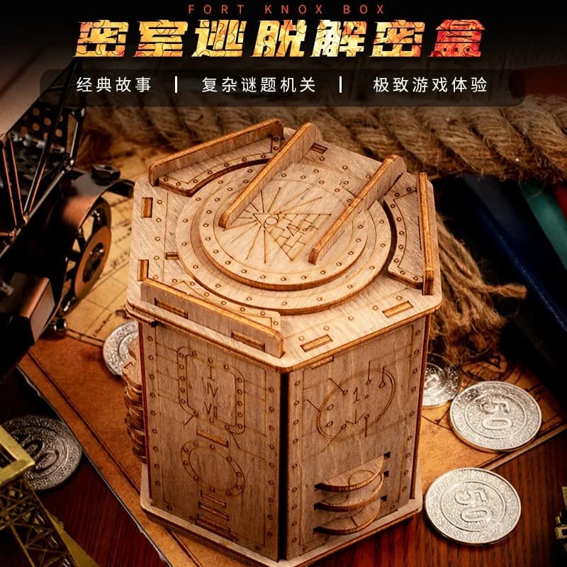 Boîte de décryptage d'évasion de pièce de puzzle, boîte de piège de décryptage, cadeau en bois créat