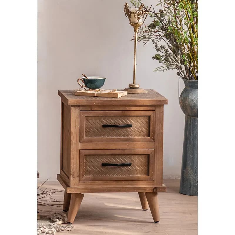 Meubles de chambre à coucher, vente en gros, ferme rustique rétro, Table de chevet en bois massif na