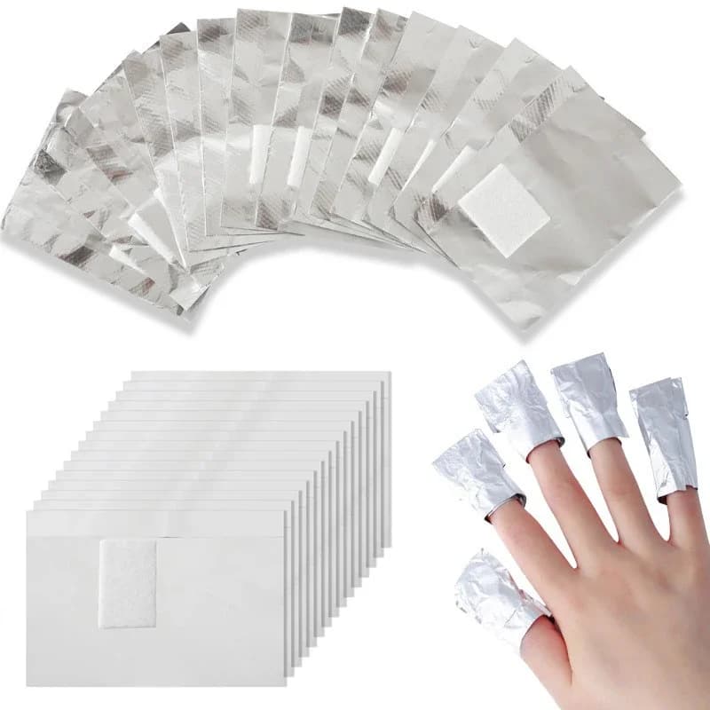 100 pièces sac feuille d'aluminium Nail Art tremper le vernis à ongles enlèvement enveloppes serviet