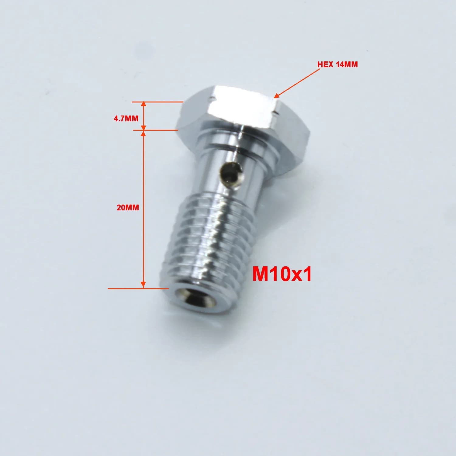 Boulon Banjo simple chromé M10x1, M10x1,25, 3/8-24, 7/16-24