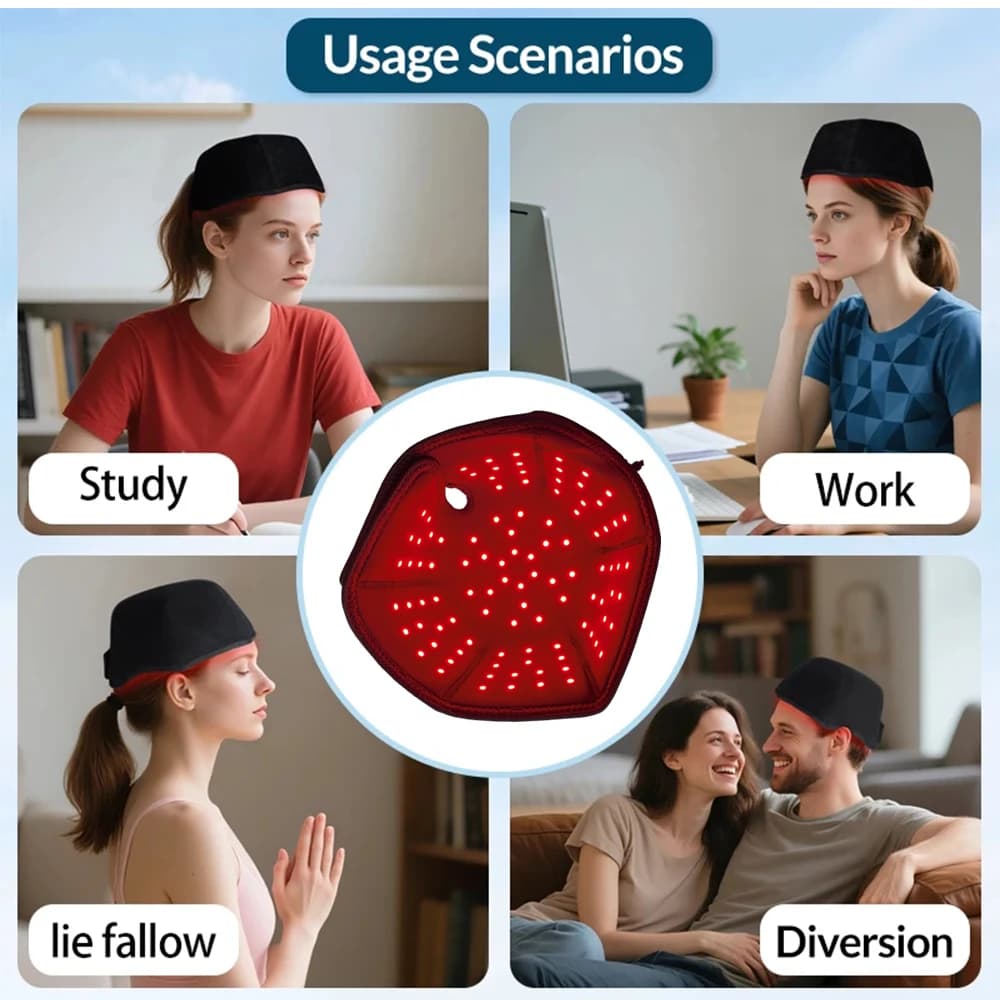 Casquette de luminothérapie LED 100 pièces, lumière rouge et infrarouge 660nm et 850nm, pour la repo