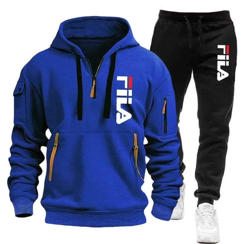Nouvel ensemble sportif homme automne-hiver 2026 : sweat à capuche multi-poches zippé et pantalon, e