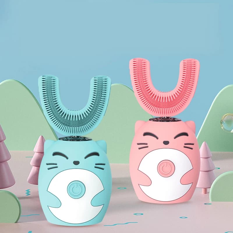 Brosse à dents électrique sonique pour enfants, intelligente en forme de U, 360 degrés, brosse à den