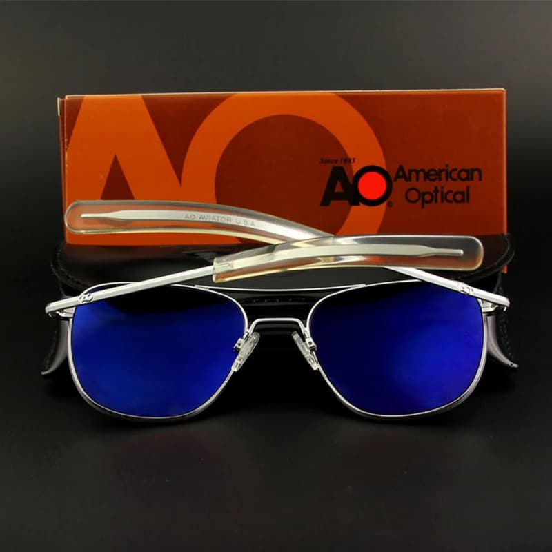 Lunettes de soleil pilote pour hommes, UV400, qualité supérieure, AO, miroir militaire de l'armée am