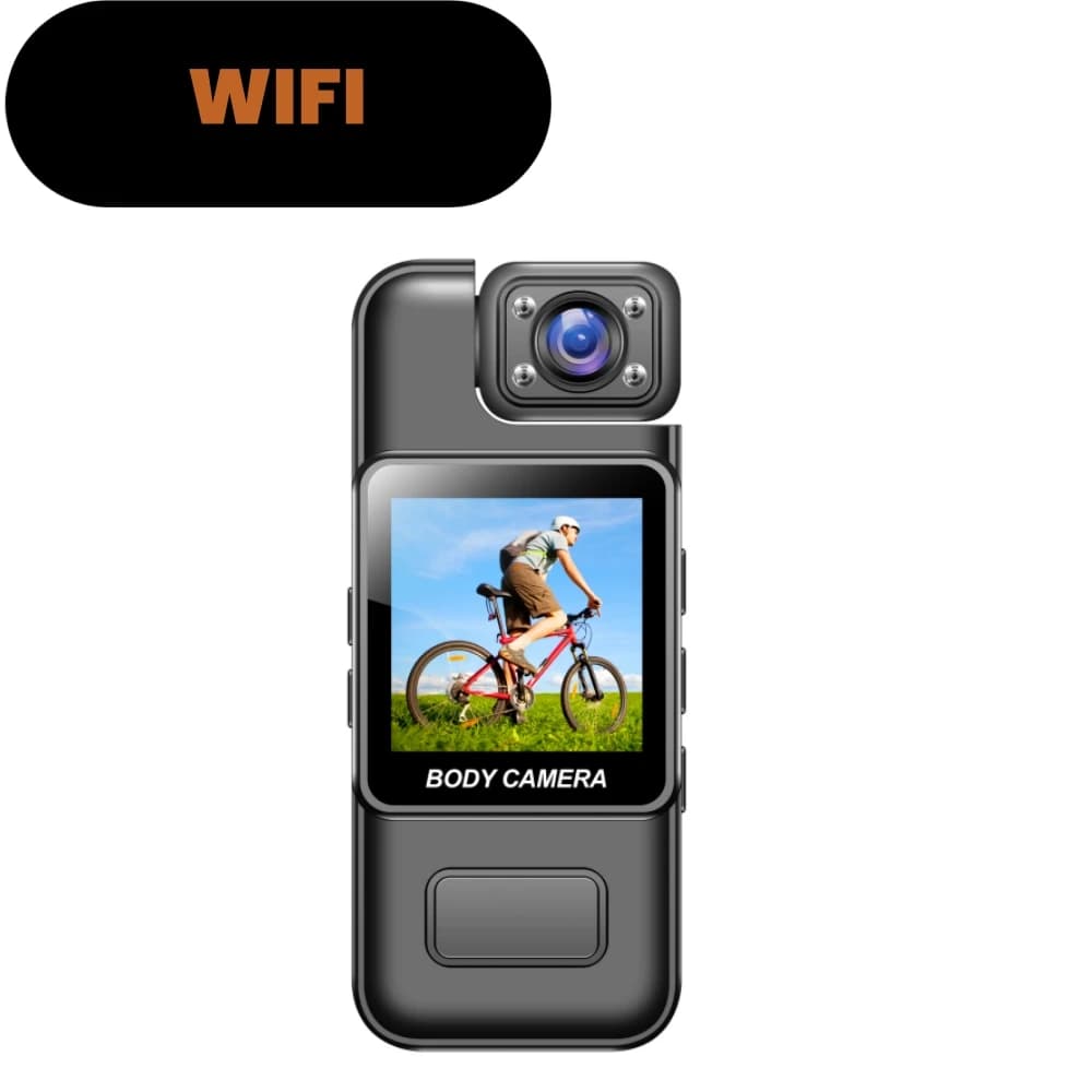 Caméra corporelle 4K Ultra HD, mini caméra portable avec vision nocturne, 180° °   Objectif rotatif,