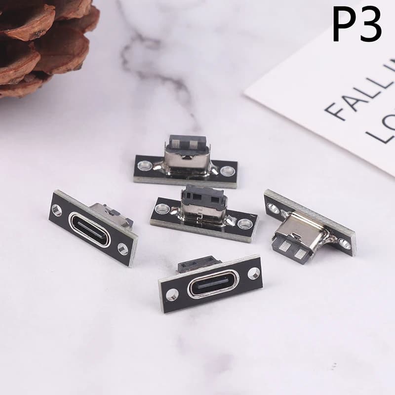 Prise USB 3.1 Type C avec plaque de fixation à vis, prise USB type-c 3.1 type-c 2 broches 4 broches,