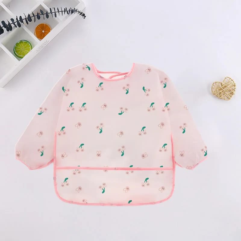 Bavoirs à manches longues pour bébé, tablier imperméable au Design de dessin animé coloré mignon pou