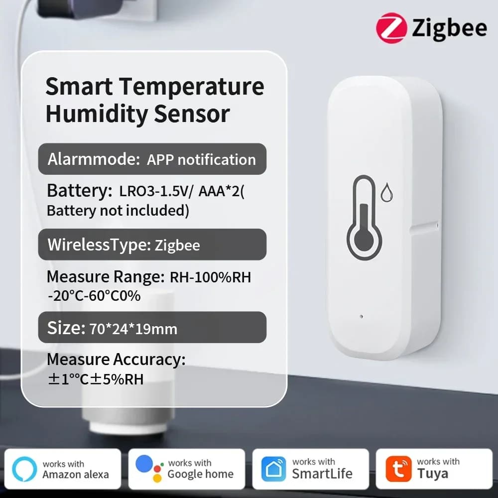 Capteur intelligent de température et d'humidité pour la maison intelligente, WIFI/Zigbee 3.0, alert