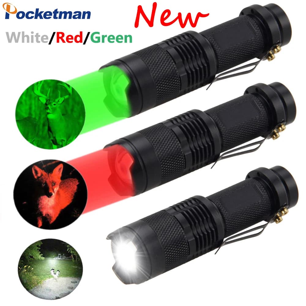 Mini lampe de poche LED Dulflashlights, lumière rouge, bleue, verte, lampe de poche d'urgence, torch