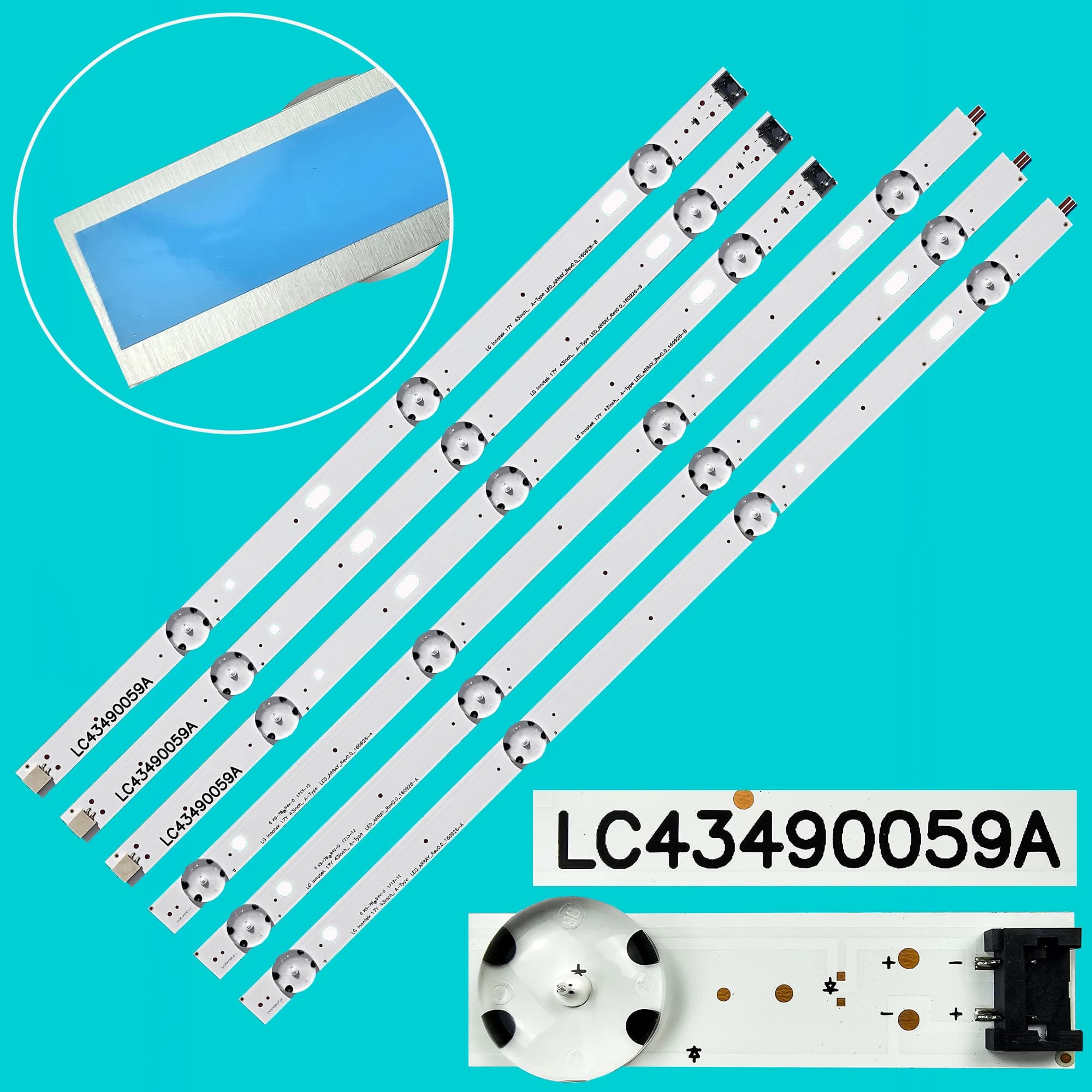 Bande LED pour 43UJ635V, 43UK6300PLB, 43UJ651V, 43UJ634V, 43UJ630V, 43UJ561V, 43UJ655V, LC43490059A,