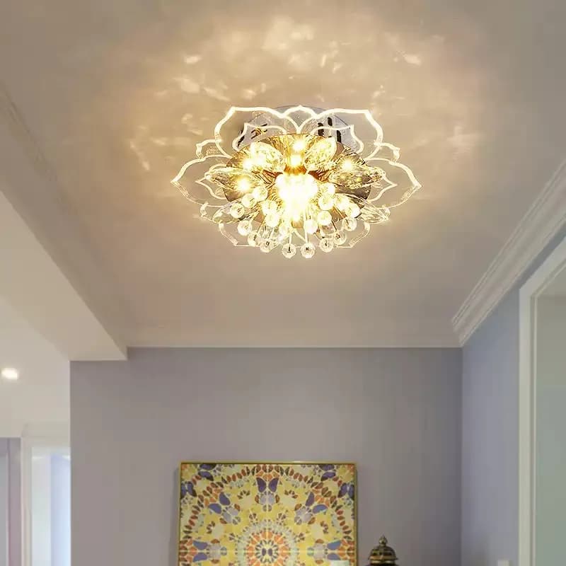 Créatif LED plafonnier cristal fleur lustre chambre couloir salon suspension lampe chambre cuisine d