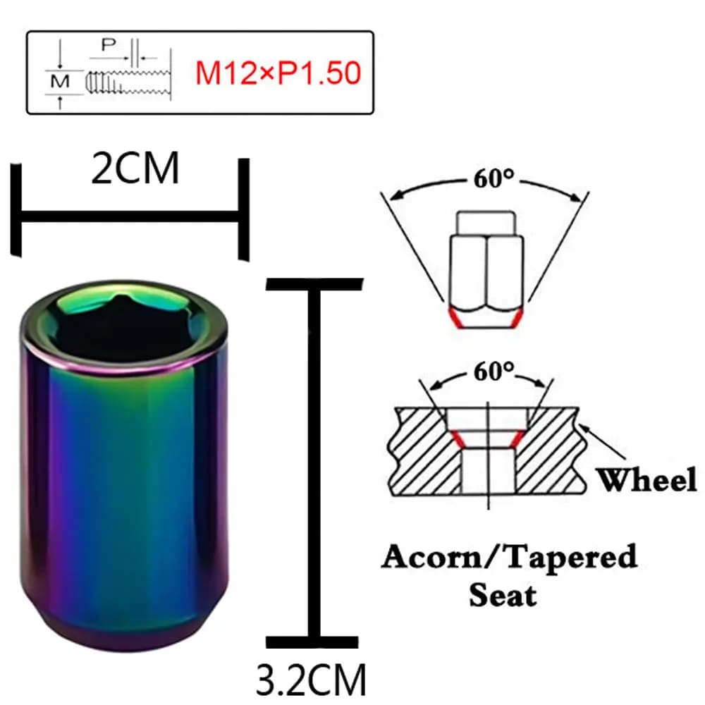Roue arc-en-ciel universelle en acier inoxydable pour voiture de course, 32mm, LDPKg, 20 pièces, kg,