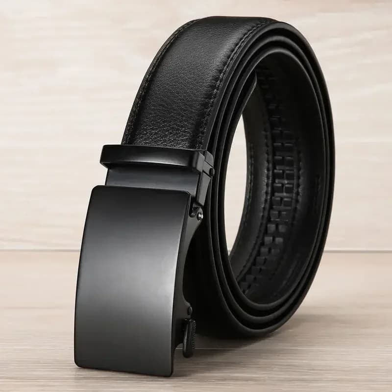 Ceinture automatique en cuir PU pour hommes, célèbre marque, affaires, sangles de taille, noir, jean