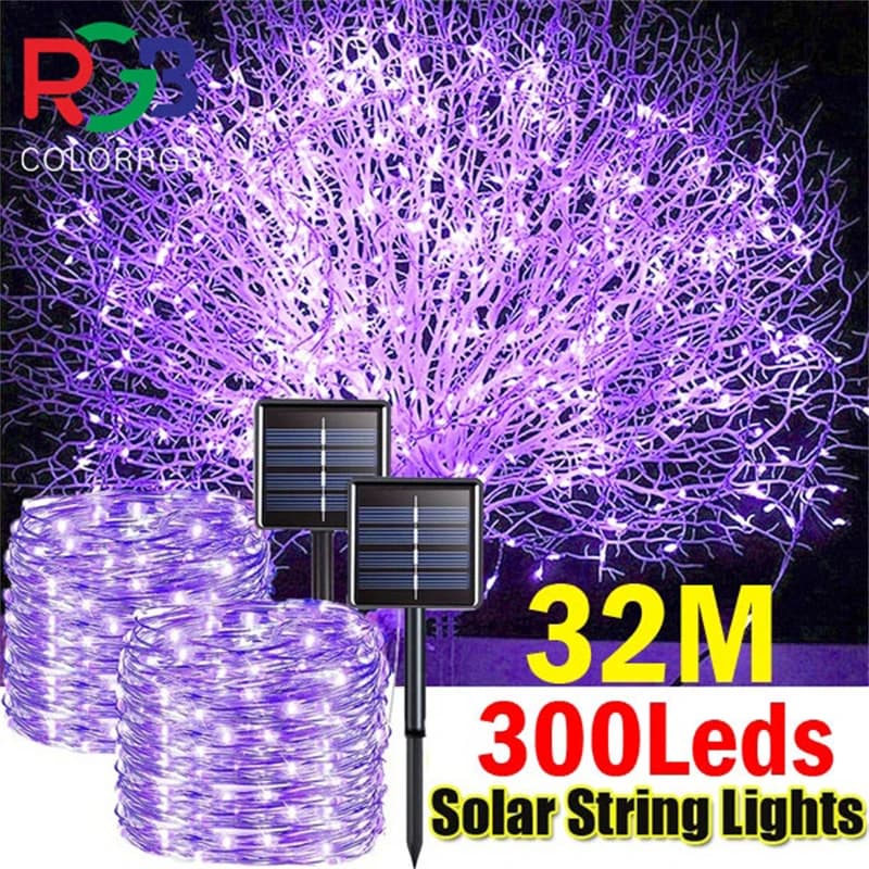 Guirlande lumineuse solaire LED d'extérieur, 8Modes, imperméable, décoration de jardin, fil de cuivr