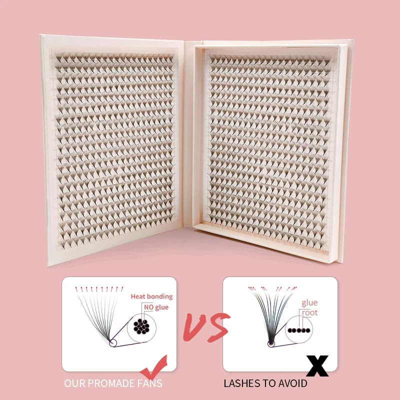 1200 ventilateurs faux cils XXL Mega plateau mat Ultra foncé préfabriqué Volume ventilateur Base poi