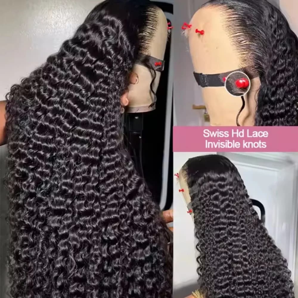 250% densité Jerry bouclés vague 13x6 perruques de cheveux humains 13x4 HD Transparent dentelle fron
