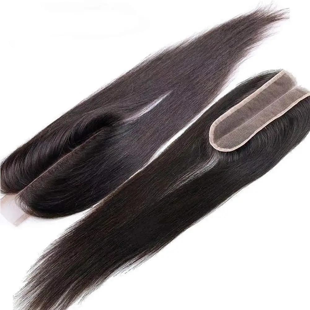 Fermeture de dentelle droite 2 × 6 cheveux humains vierges brésiliens vague de corps 2x6 fermeture d