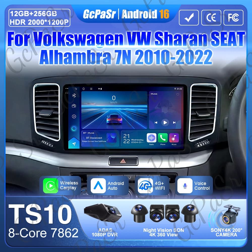 Autoradio Stéréo Android pour Volkswagen, Lecteur de Limitation existent, GPS, Carplay, 4G, BT, Wifi