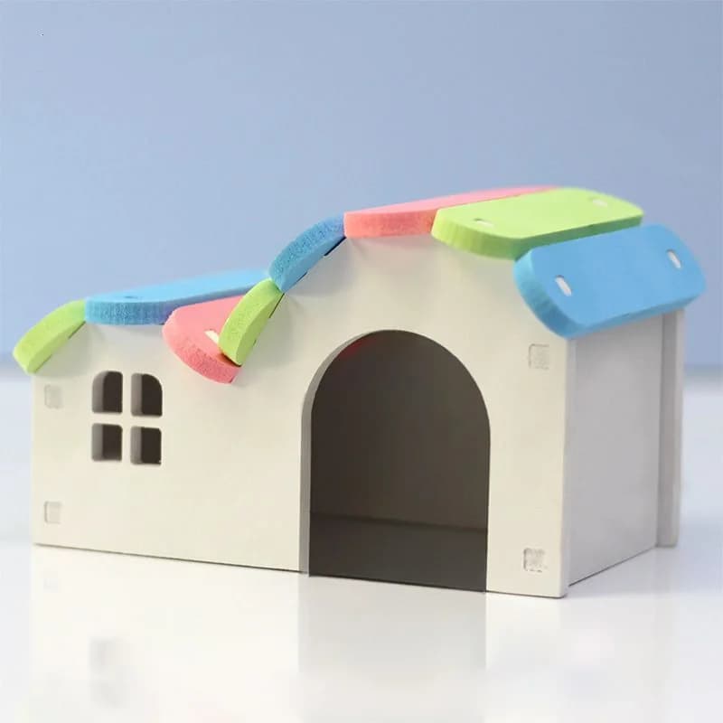 Nid de maison arc-en-ciel en bois assemblé pour hamster, jouet de sport Totoro, villa