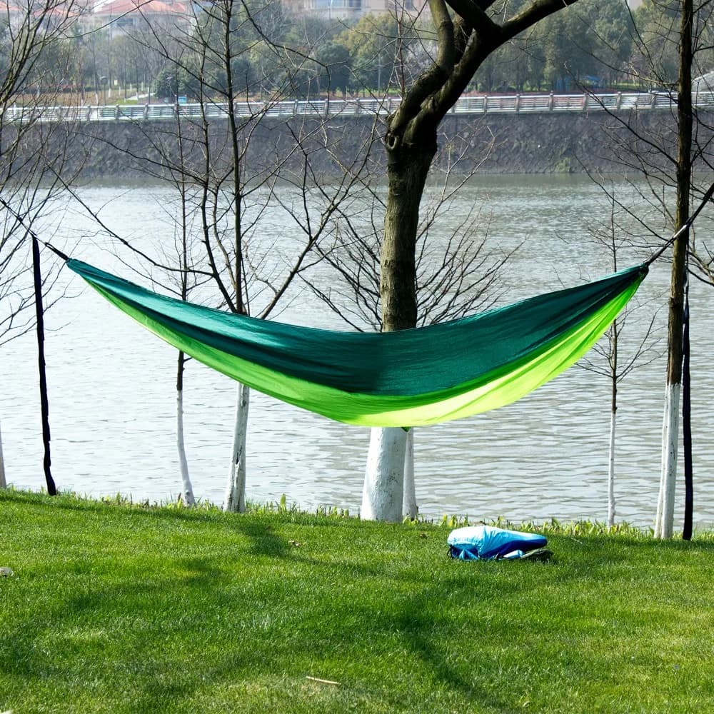 Hamac de jardin de randonnée de Camping en plein air de taille simple et Double de tissu de Parachut
