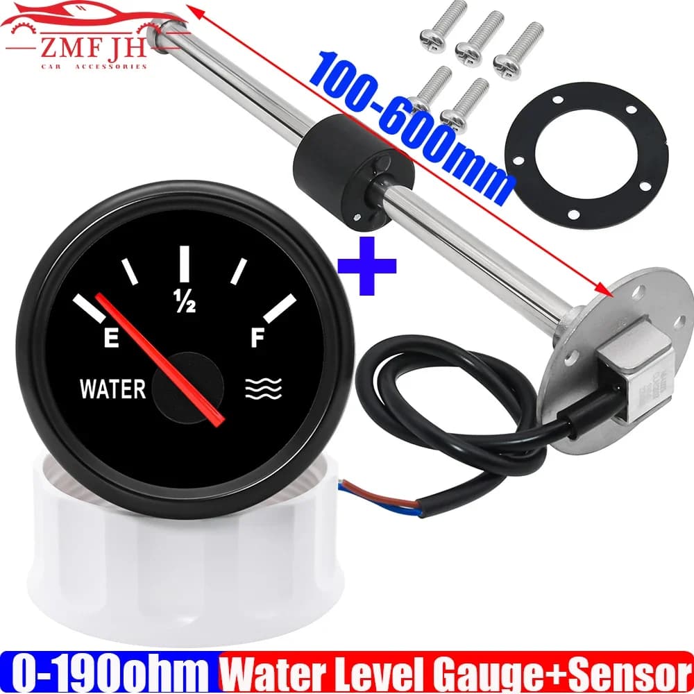 Capteur de niveau d'eau + indicateur de réservoir de compteur de niveau d'eau de 52mm avec rétro-écl