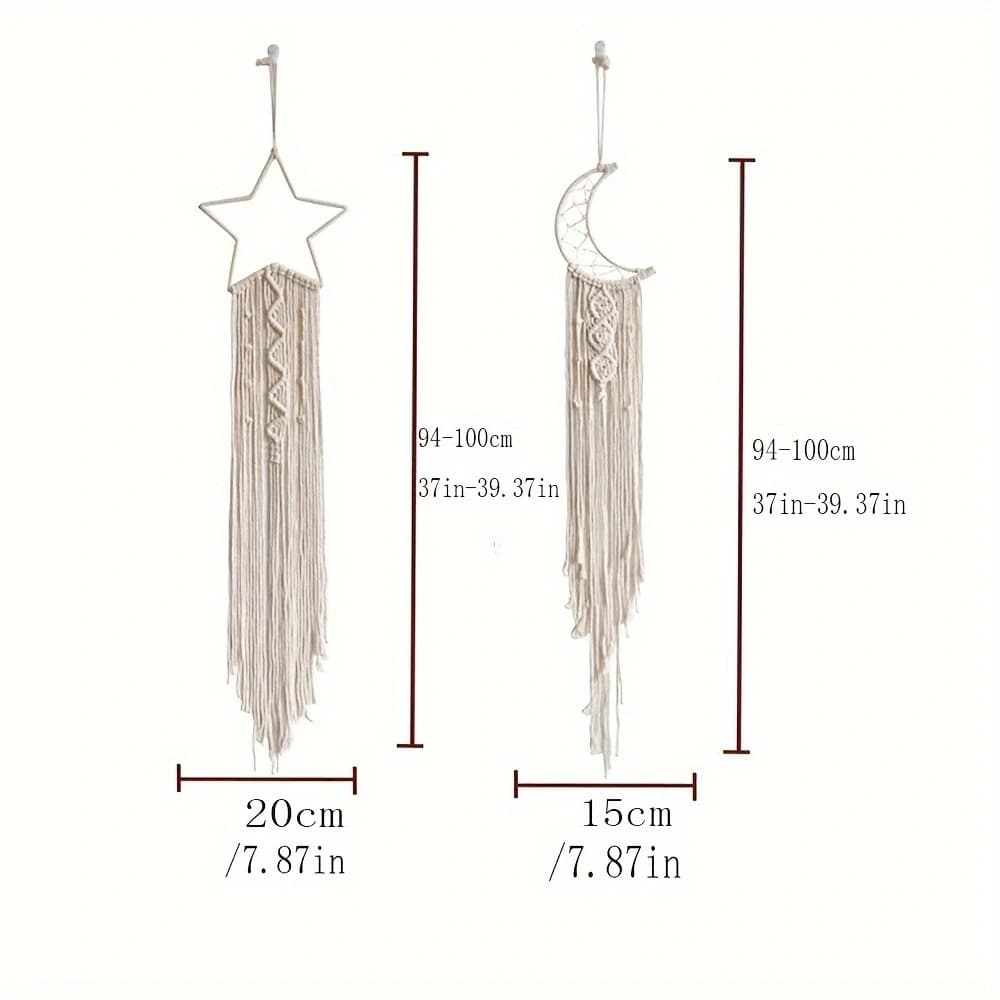 Pendentif tissé étoile et lune, décoration d'intérieur, pendentif de chambre à coucher, cadeau de va