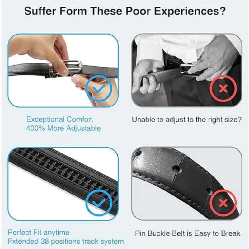 OYIFAN Ceinture à boucle automatique pour hommes, ceinture en cuir véritable de haute qualité, ceint