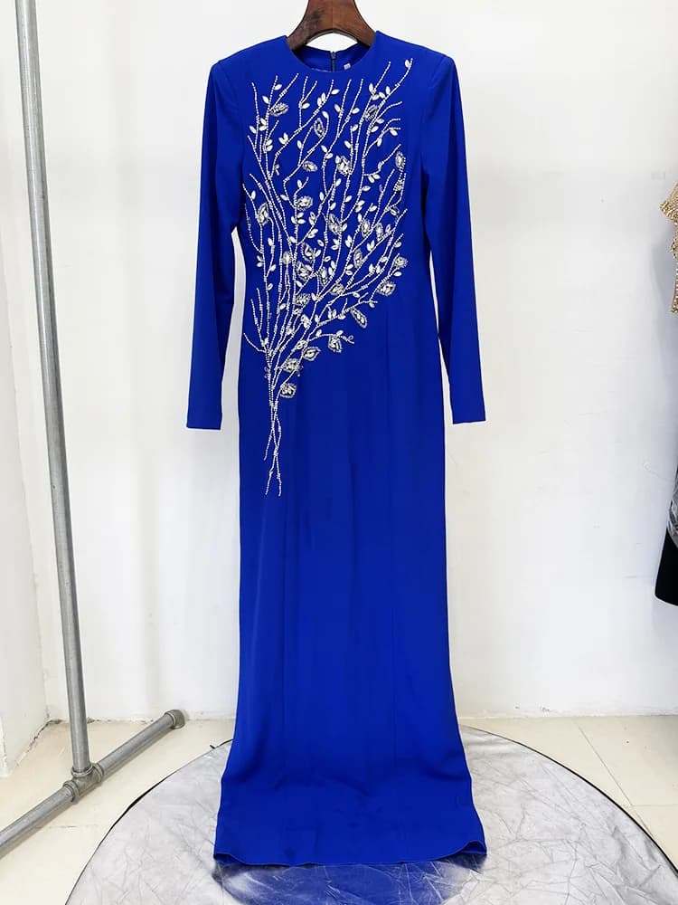 HIGH STREET Nouvelle Collection 2026 Robe Longue de Soirée Formelle pour Femme, Manches Longues, Orn