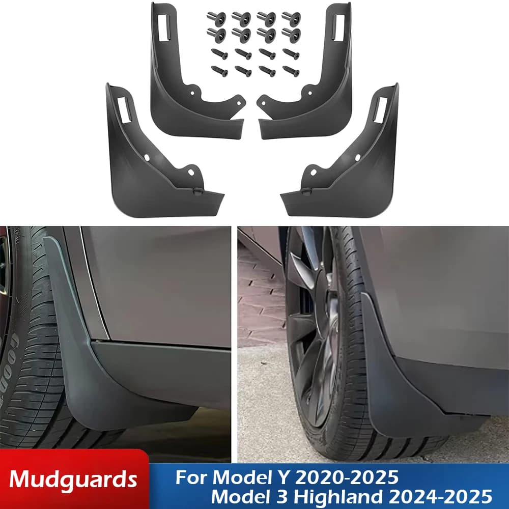 Garde-boue noir mat pour Tesla modèle Y Juniper modèle 3 Highland, pas besoin de percer des trous, 2